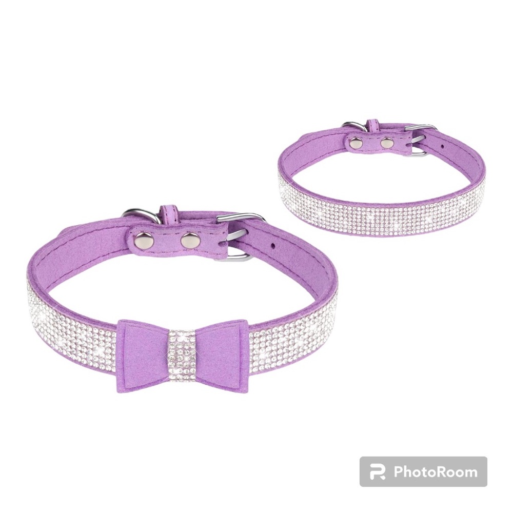 2 purple soft bling sparkle dog collars 16”